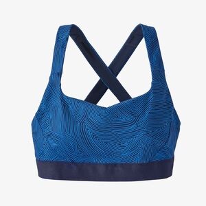 Patagonia Blue Switchback Cross Back Athletic Sports Bra size Small EUC